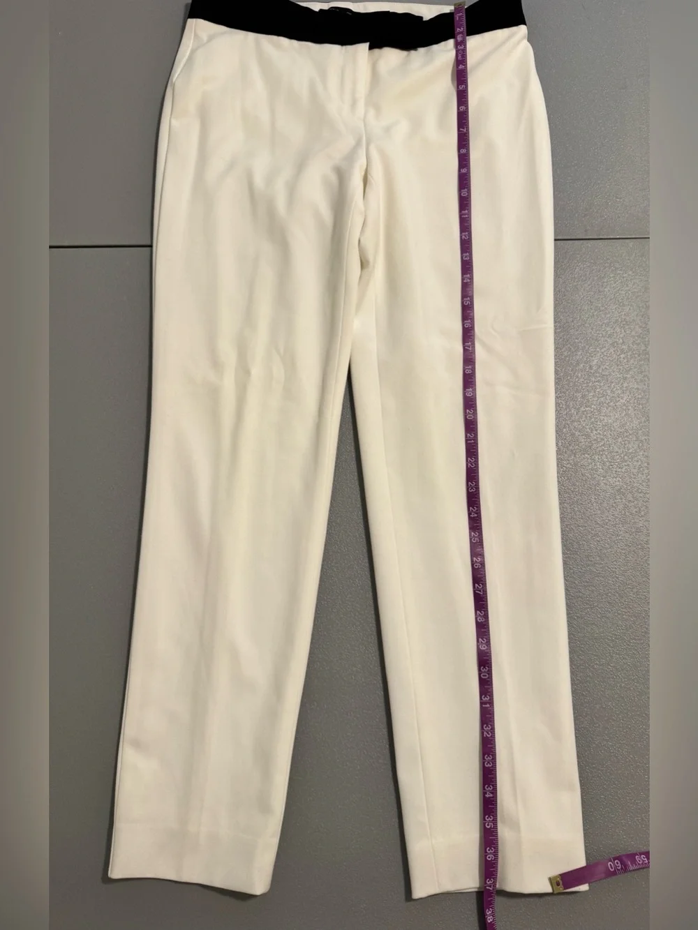 Ann Taylor Ivory Black Grosgrain Bow Waistband Trousers Pants Size 2